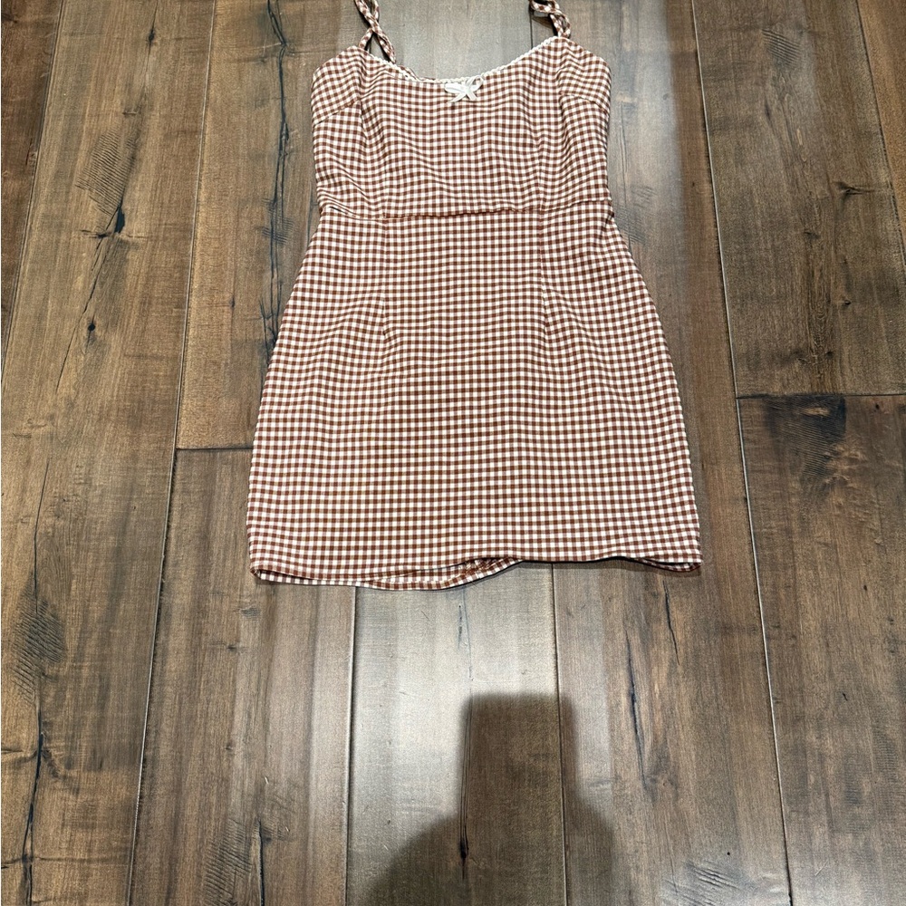 Urban Outfitters Brown Checkered Midi Dress